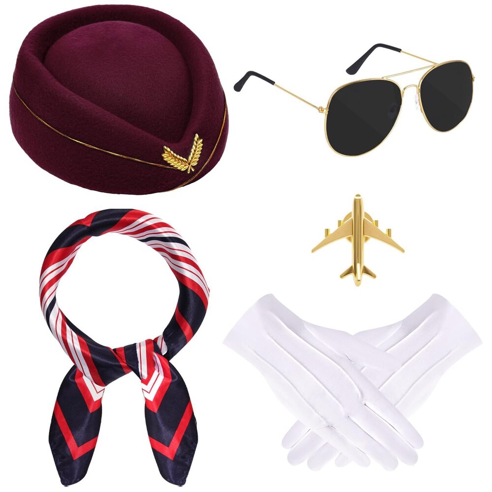 9761 6pcs Halloween Flight Attendant Costume Accessoriess